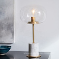 Lampe de table de chevet en verre de décoration moderne populaire avec base en marbre